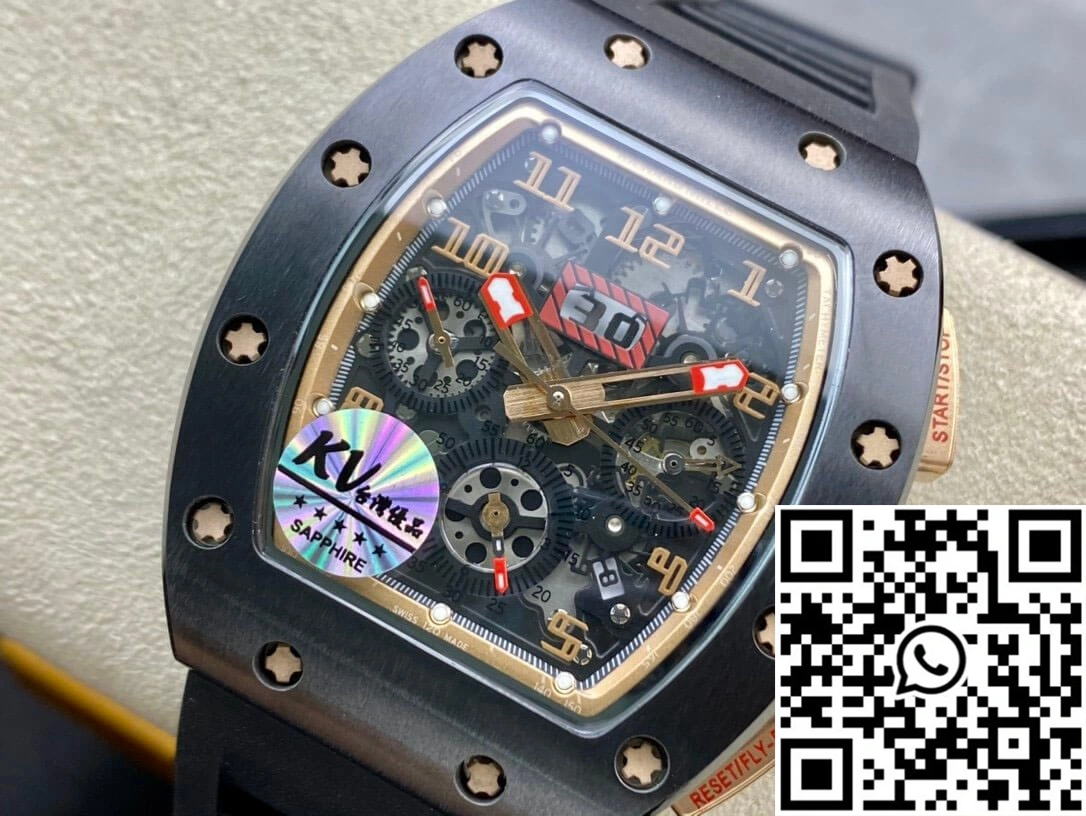 Richard Mille RM011 KV Factory Black Ceramic Skeleton Dial