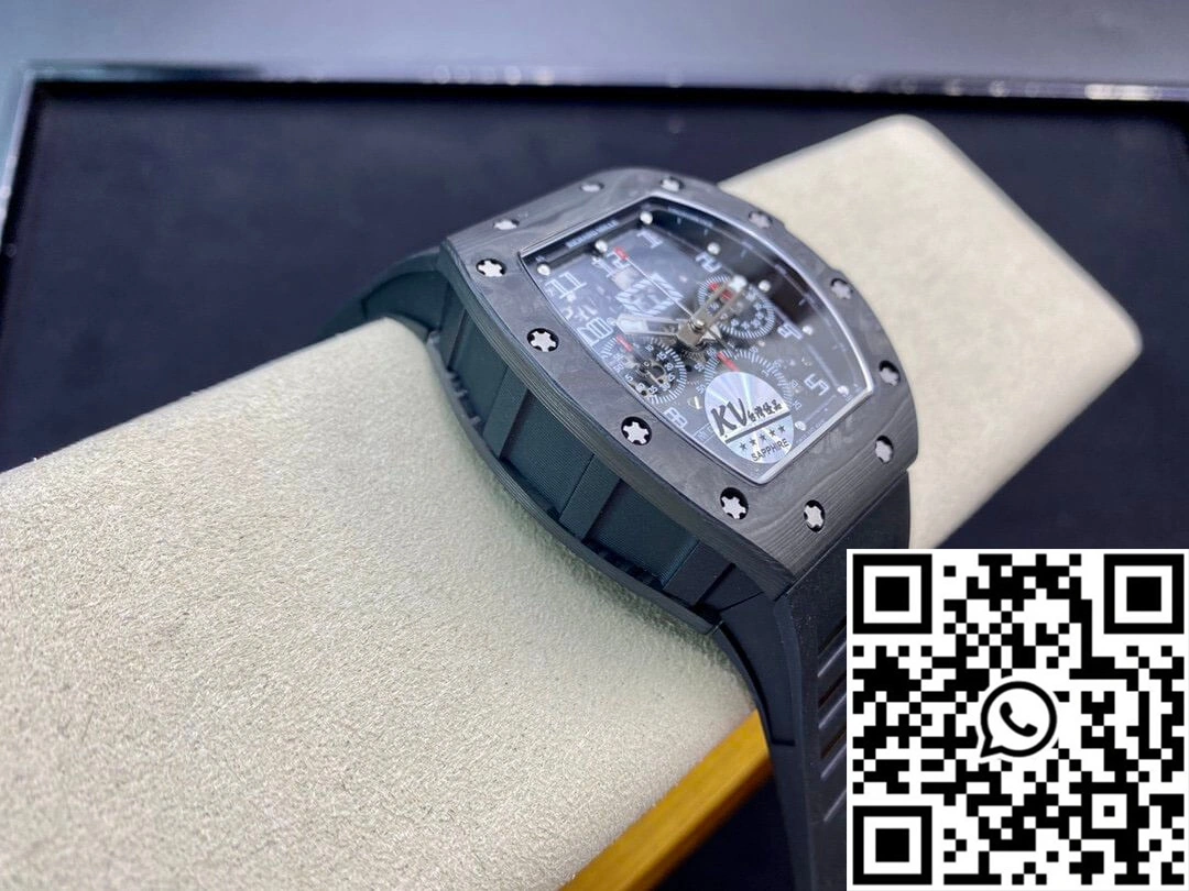 Richard Mille RM011 KV Factory Carbon Fiber Black Rubber Strap