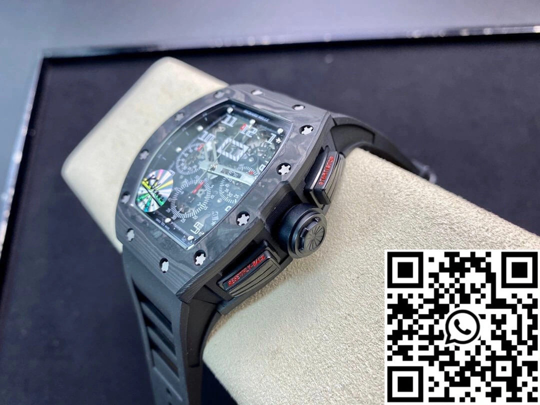 Richard Mille RM011 KV Factory Carbon Fiber Black Rubber Strap