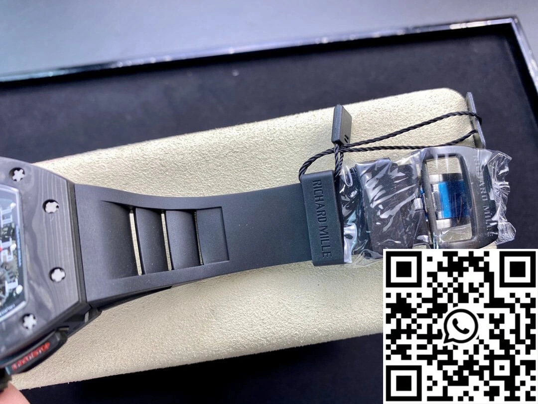 Richard Mille RM011 KV Factory Carbon Fiber Black Rubber Strap