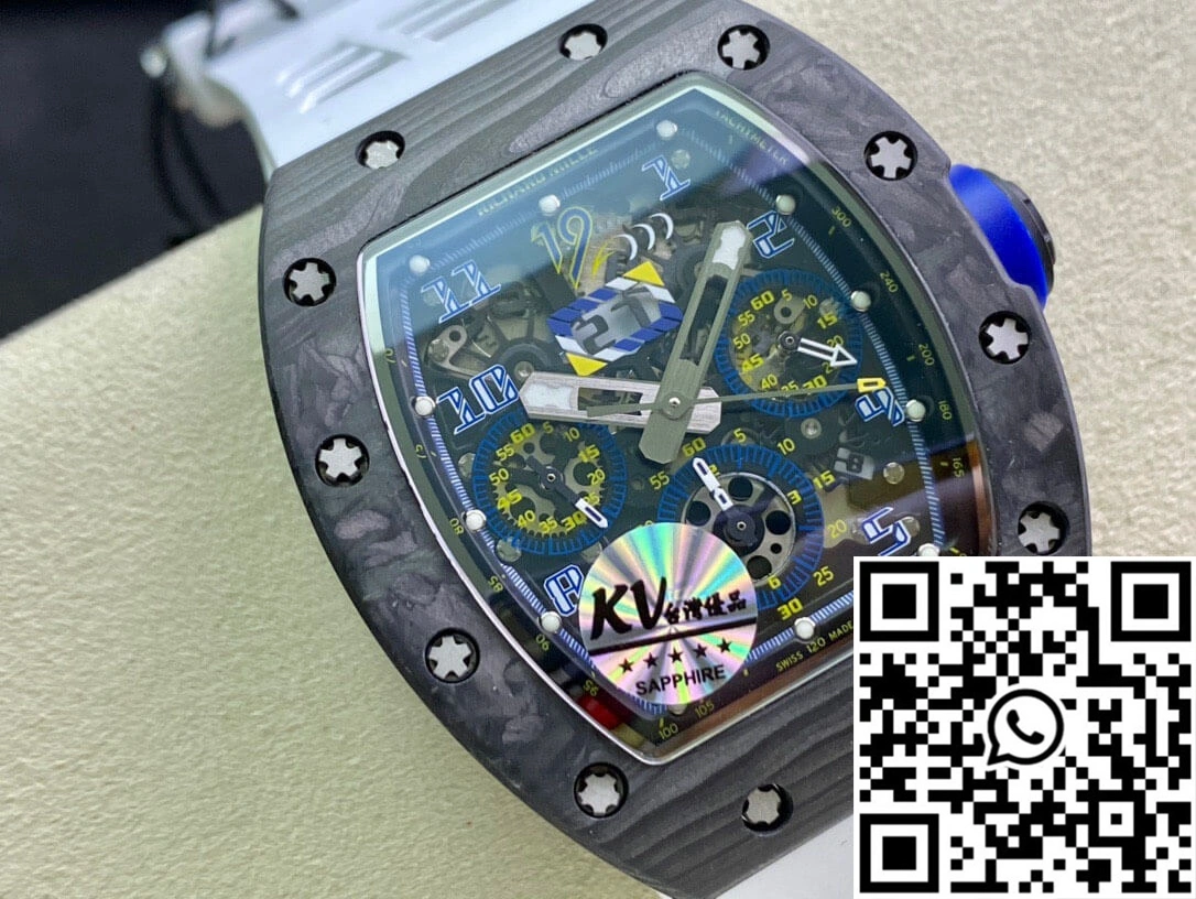 Richard Mille RM011 KV Factory Carbon Fiber White Rubber Strap