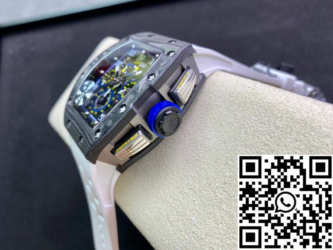 Richard Mille RM011 KV Factory Carbon Fiber White Rubber Strap