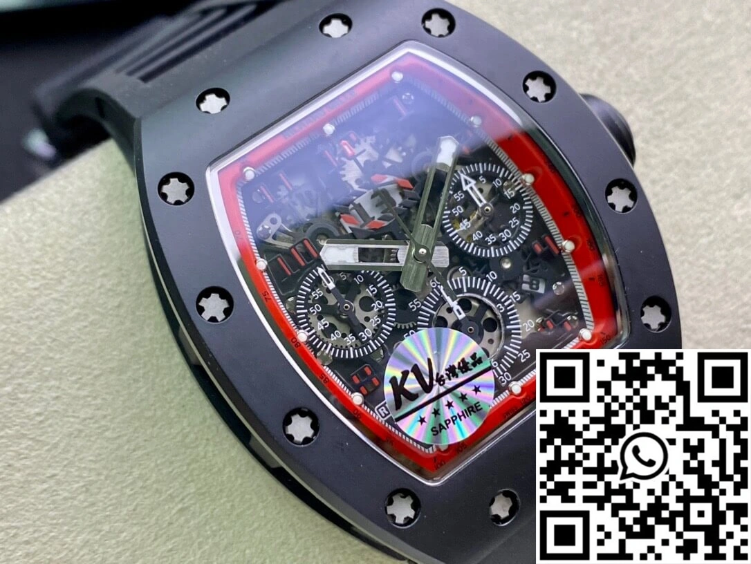 Richard Mille RM011 KV Factory Ceramic Black Rubber Strap