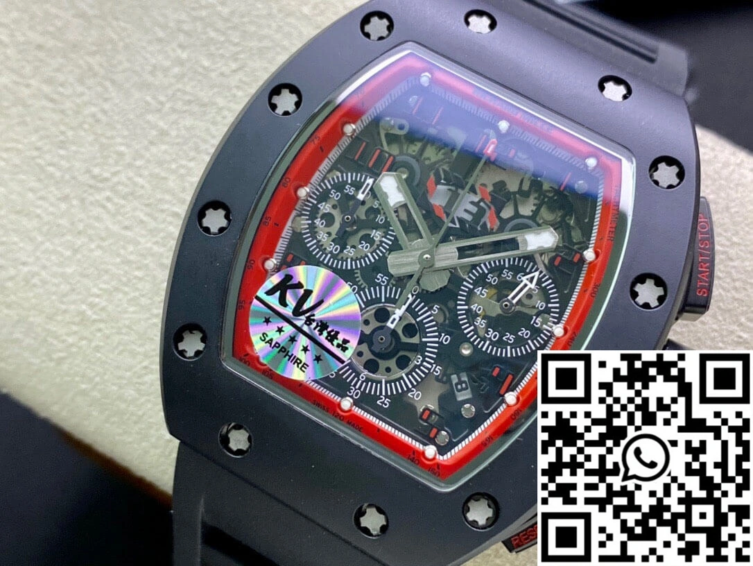 Richard Mille RM011 KV Factory Ceramic Black Rubber Strap