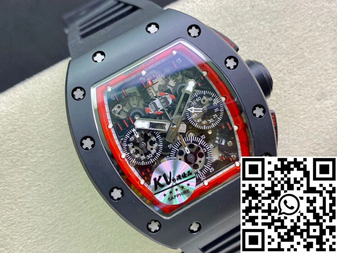 Richard Mille RM011 KV Factory Ceramic Black Rubber Strap