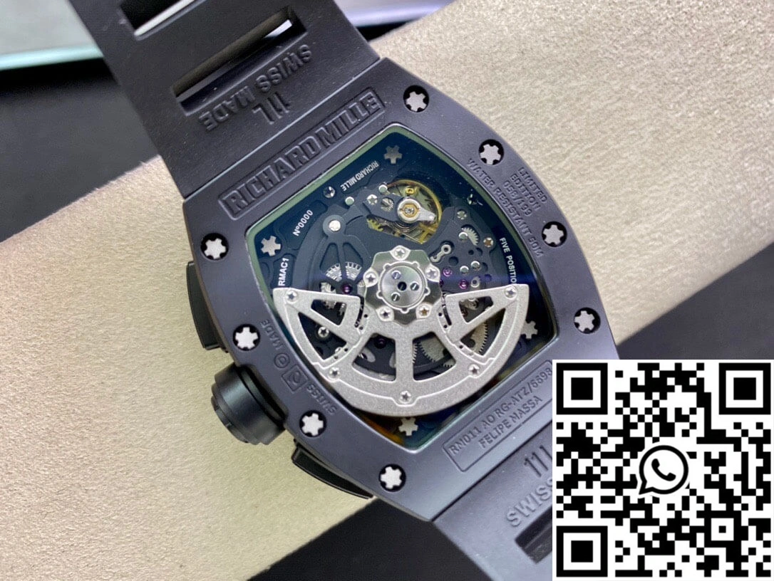 Richard Mille RM011 KV Factory Ceramic Black Rubber Strap