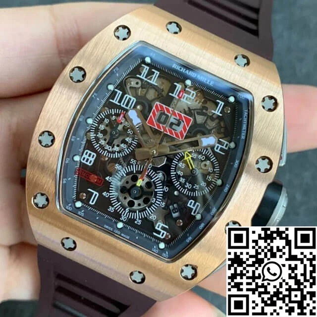 Richard Mille RM011 KV Factory Rose Gold Brown Rubber Strap