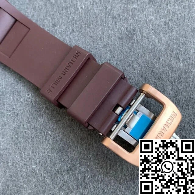 Richard Mille RM011 KV Factory Rose Gold Brown Rubber Strap