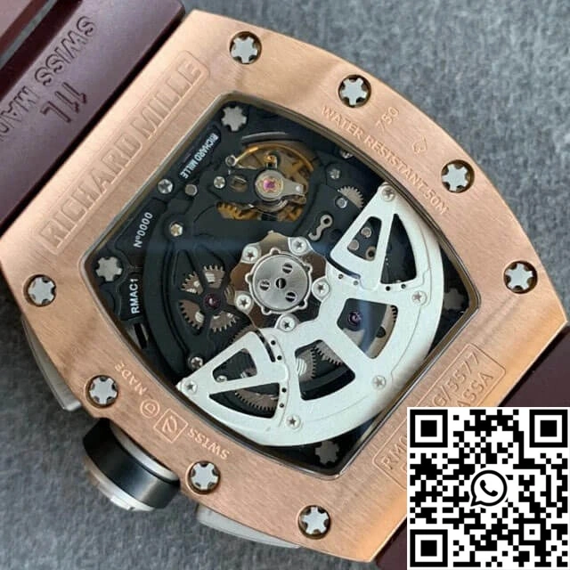 Richard Mille RM011 KV Factory Rose Gold Brown Rubber Strap