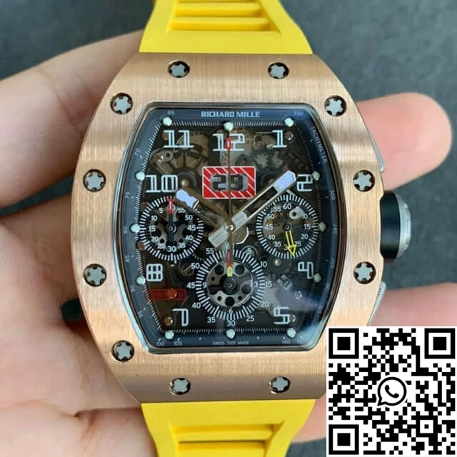 Richard Mille RM011 KV Factory Titanium Yellow Rubber Strap