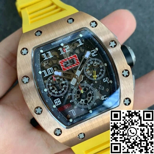 Richard Mille RM011 KV Factory Titanium Yellow Rubber Strap