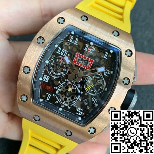 Richard Mille RM011 KV Factory Titanium Yellow Rubber Strap