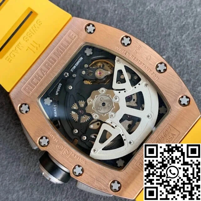 Richard Mille RM011 KV Factory Titanium Yellow Rubber Strap