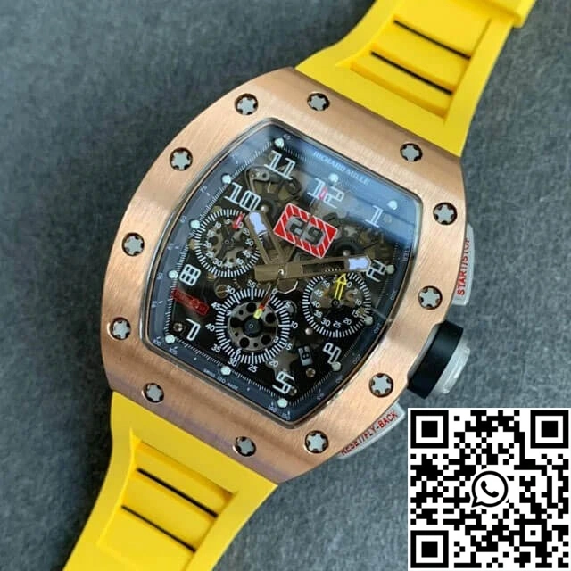 Richard Mille RM011 KV Factory Titanium Yellow Rubber Strap
