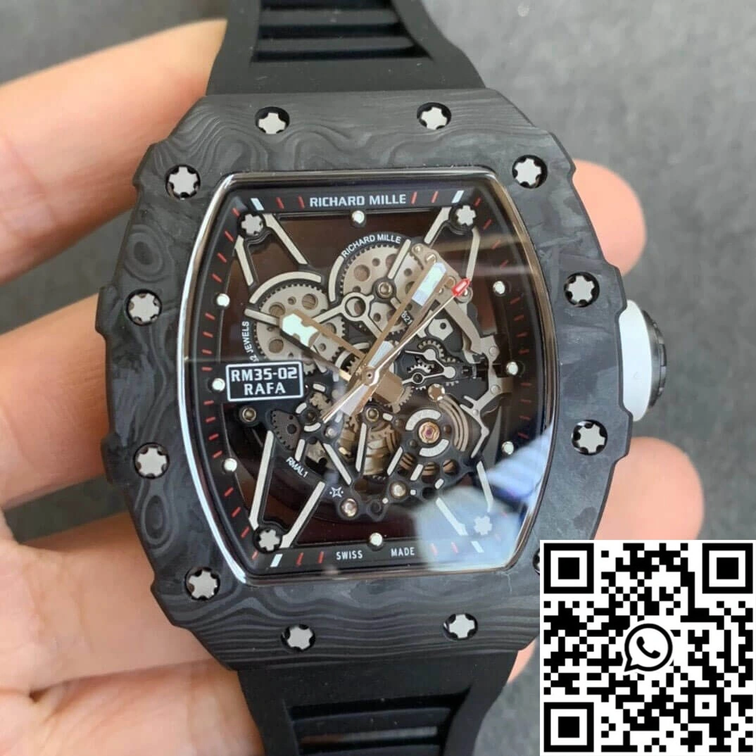 Richard Mille RM035-02 KV Factory Carbon Fiber Black Rubber Strap