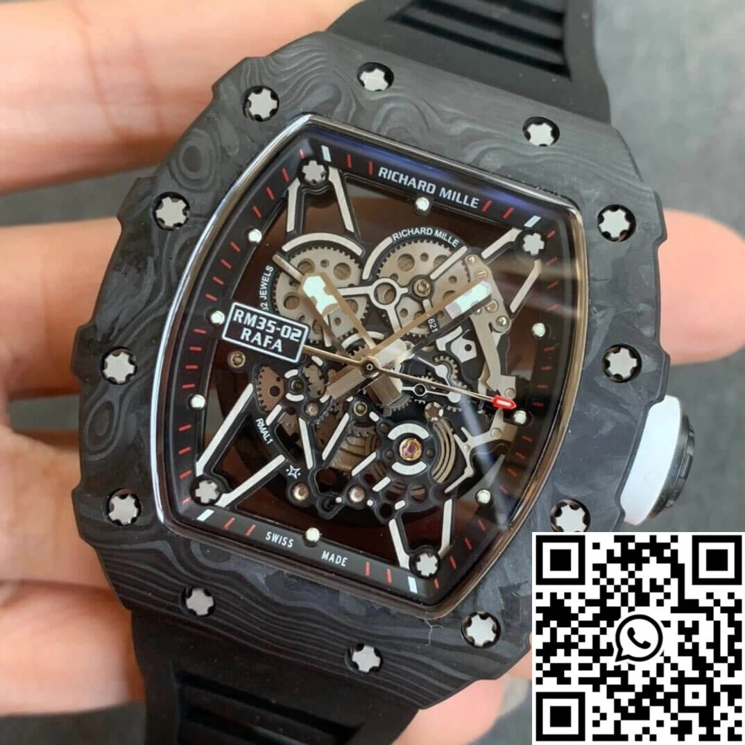 Richard Mille RM035-02 KV Factory Carbon Fiber Black Rubber Strap