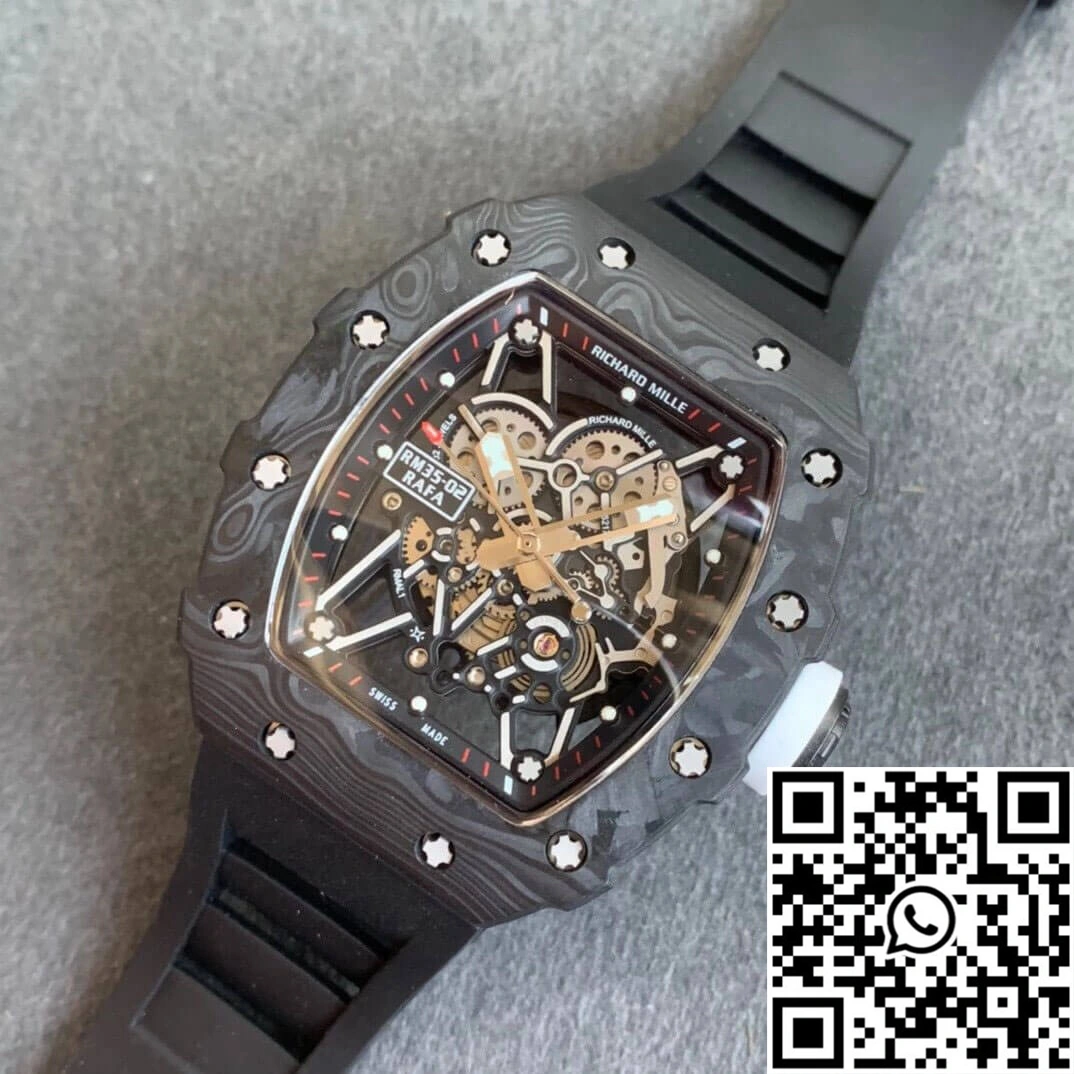 Richard Mille RM035-02 KV Factory Carbon Fiber Black Rubber Strap