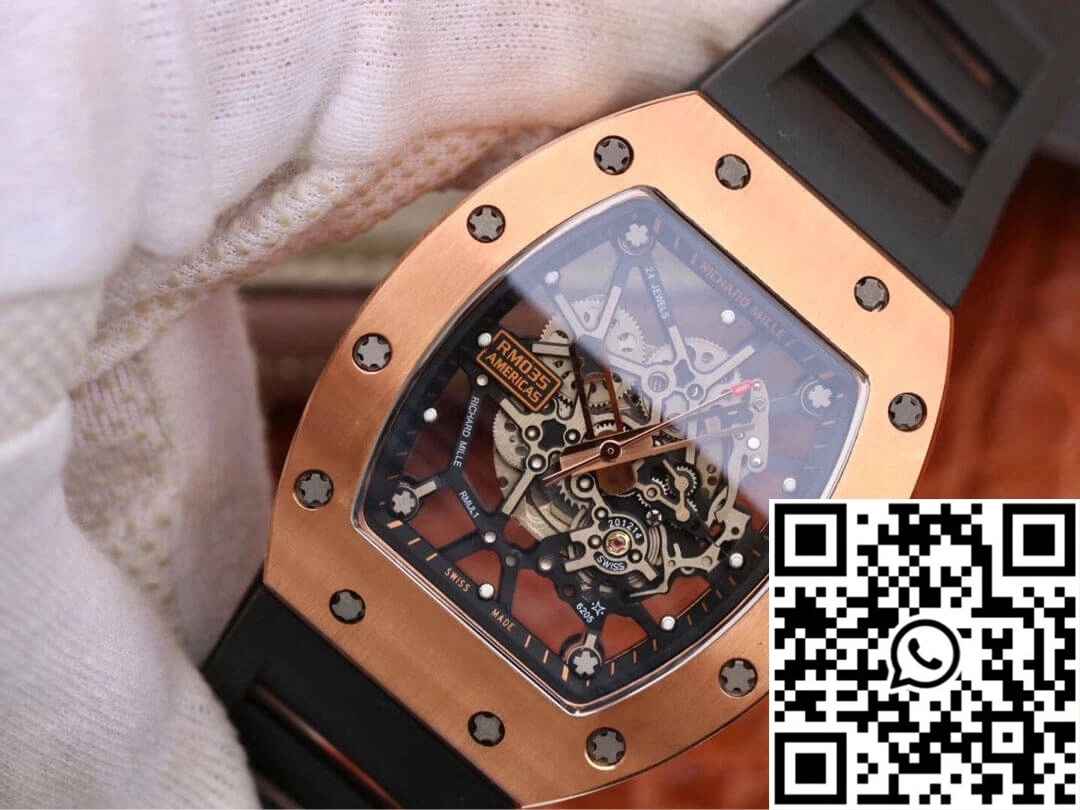 Richard Mille RM035 Americas KV Factory Rose Gold Black Strap