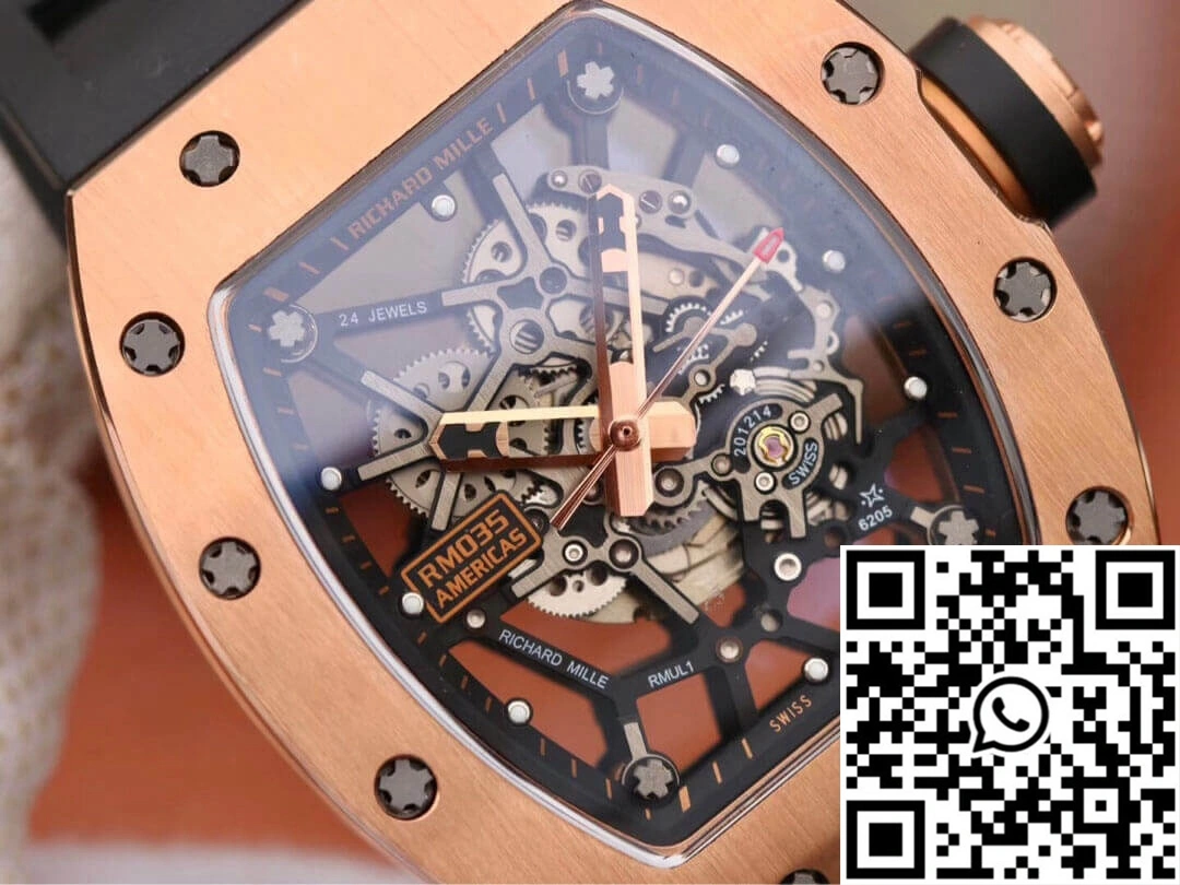 Richard Mille RM035 Americas KV Factory Rose Gold Black Strap