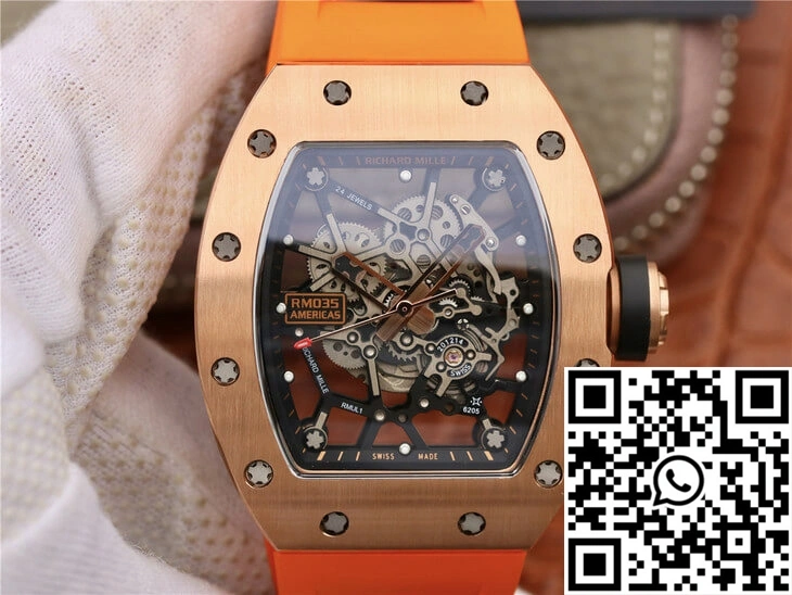 Richard Mille RM035 Americas KV Factory Rose Gold Orange Strap