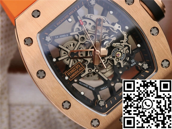Richard Mille RM035 Americas KV Factory Rose Gold Orange Strap