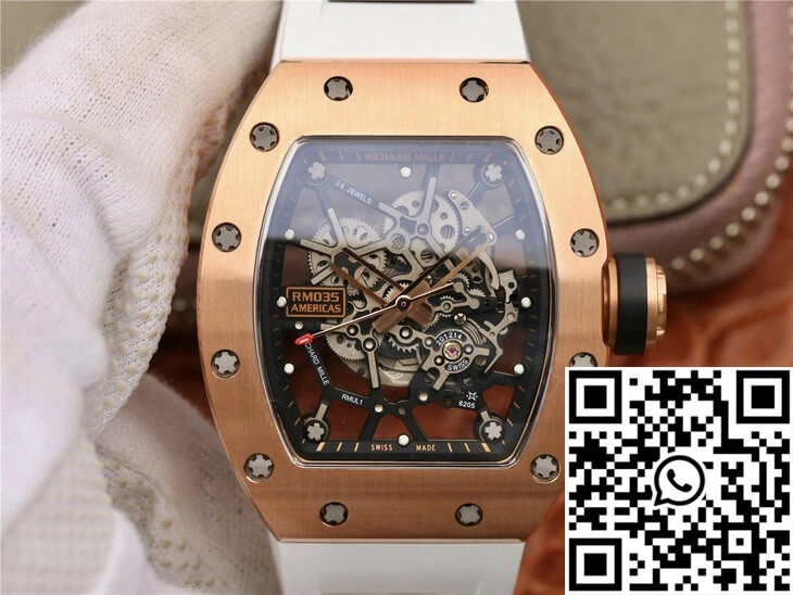 Richard Mille RM035 Americas KV Factory Rose Gold White Strap