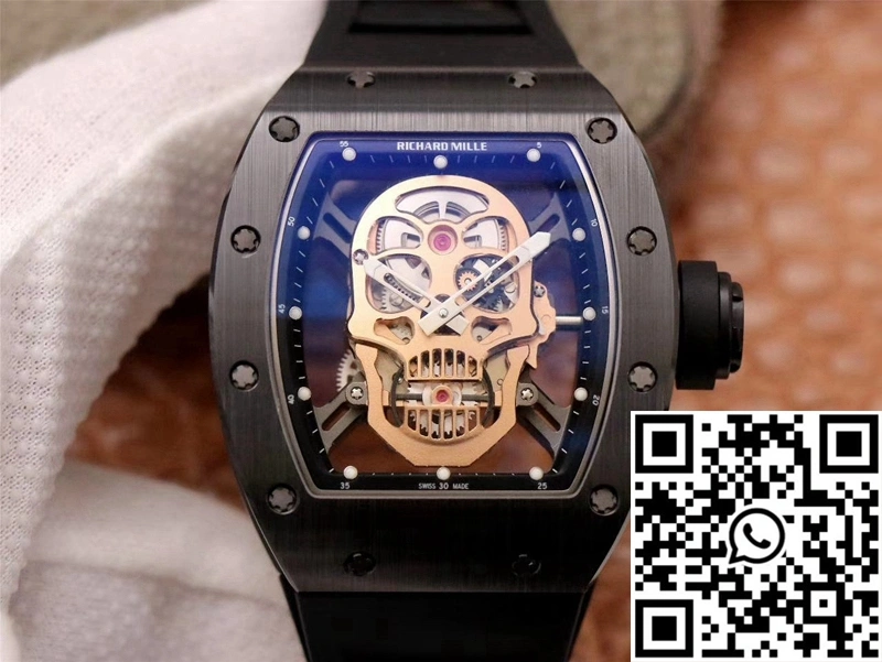 Richard Mille RM052-01 ZF Factory Black Ceramic Rose Gold Skull Dial