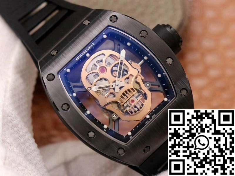 Richard Mille RM052-01 ZF Factory Black Ceramic Rose Gold Skull Dial