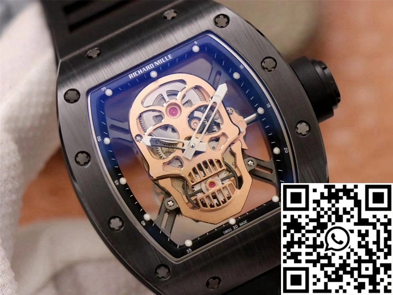 Richard Mille RM052-01 ZF Factory Black Ceramic Rose Gold Skull Dial