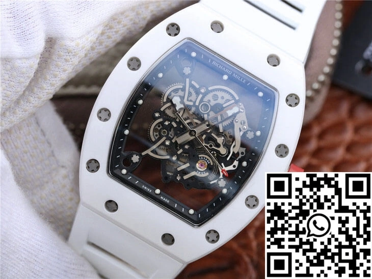 Richard Mille RM055 KV Factory Ceramic White Rubber Strap