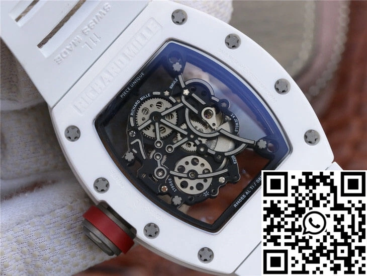 Richard Mille RM055 KV Factory Ceramic White Rubber Strap