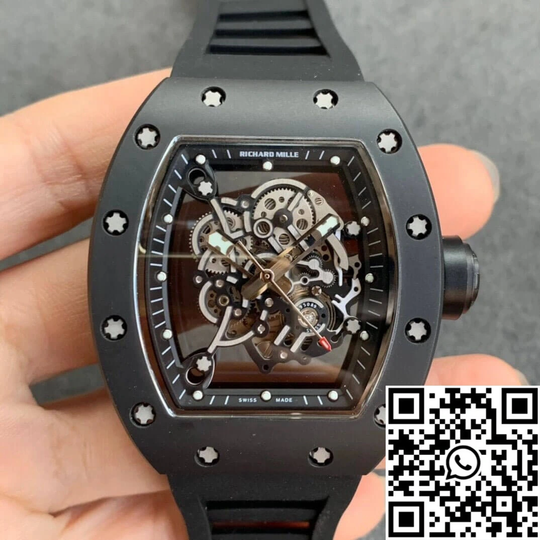Richard Mille RM055 KV Factory V2 Black Ceramic Rubber Strap