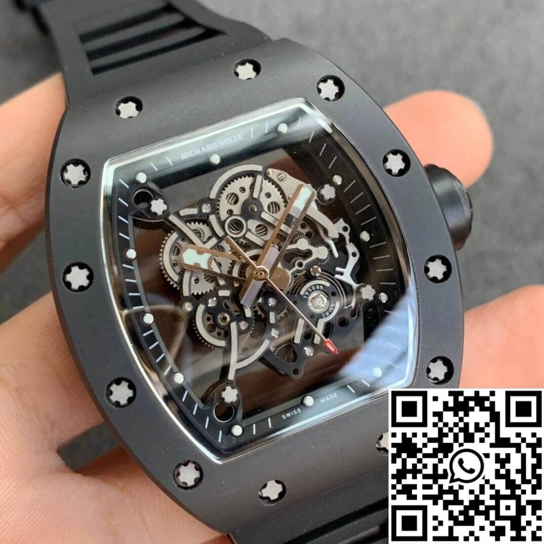 Richard Mille RM055 KV Factory V2 Black Ceramic Rubber Strap