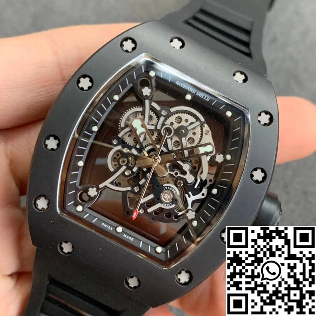 Richard Mille RM055 KV Factory V2 Black Ceramic Rubber Strap