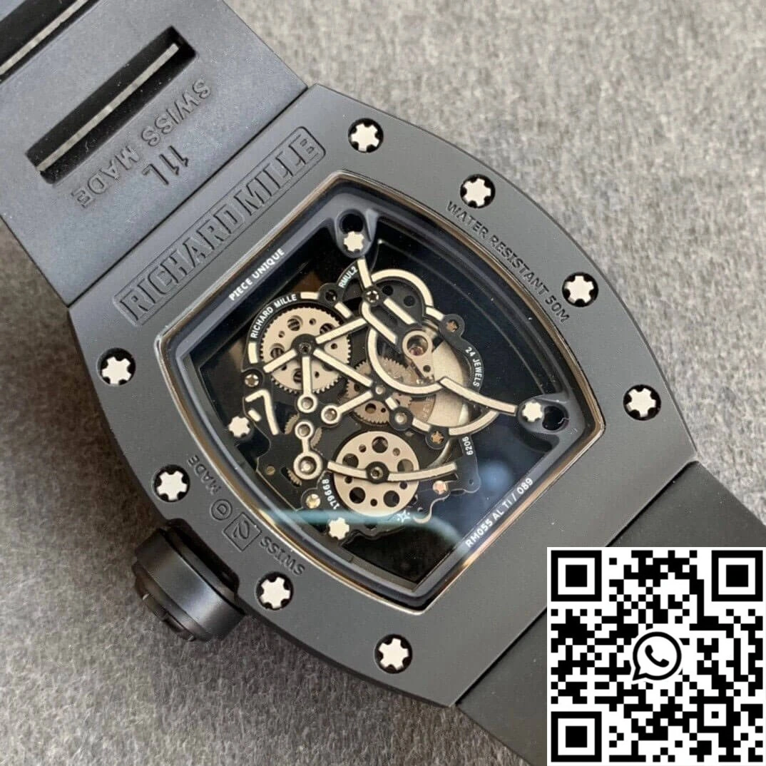 Richard Mille RM055 KV Factory V2 Black Ceramic Rubber Strap
