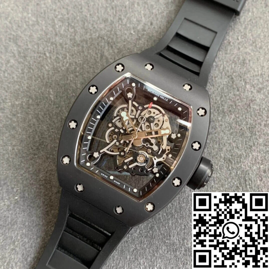 Richard Mille RM055 KV Factory V2 Black Ceramic Rubber Strap