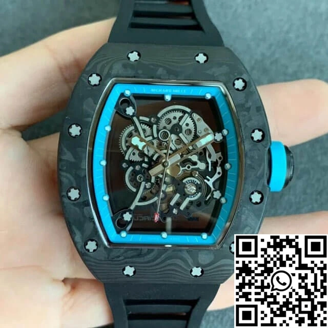 Richard Mille RM055 KV Factory V2 Carbon Fiber Black Rubber Strap