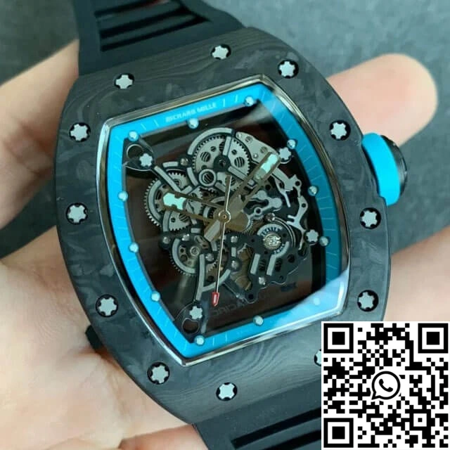 Richard Mille RM055 KV Factory V2 Carbon Fiber Black Rubber Strap