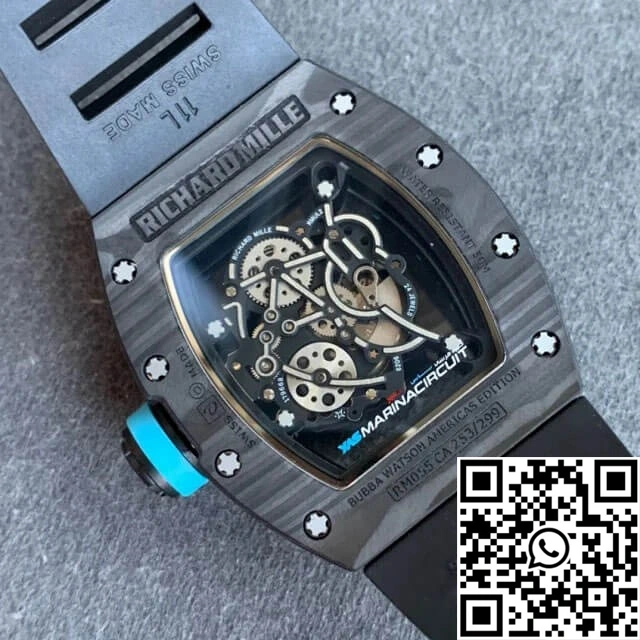 Richard Mille RM055 KV Factory V2 Carbon Fiber Black Rubber Strap