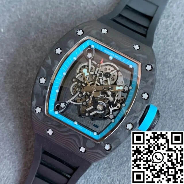 Richard Mille RM055 KV Factory V2 Carbon Fiber Black Rubber Strap