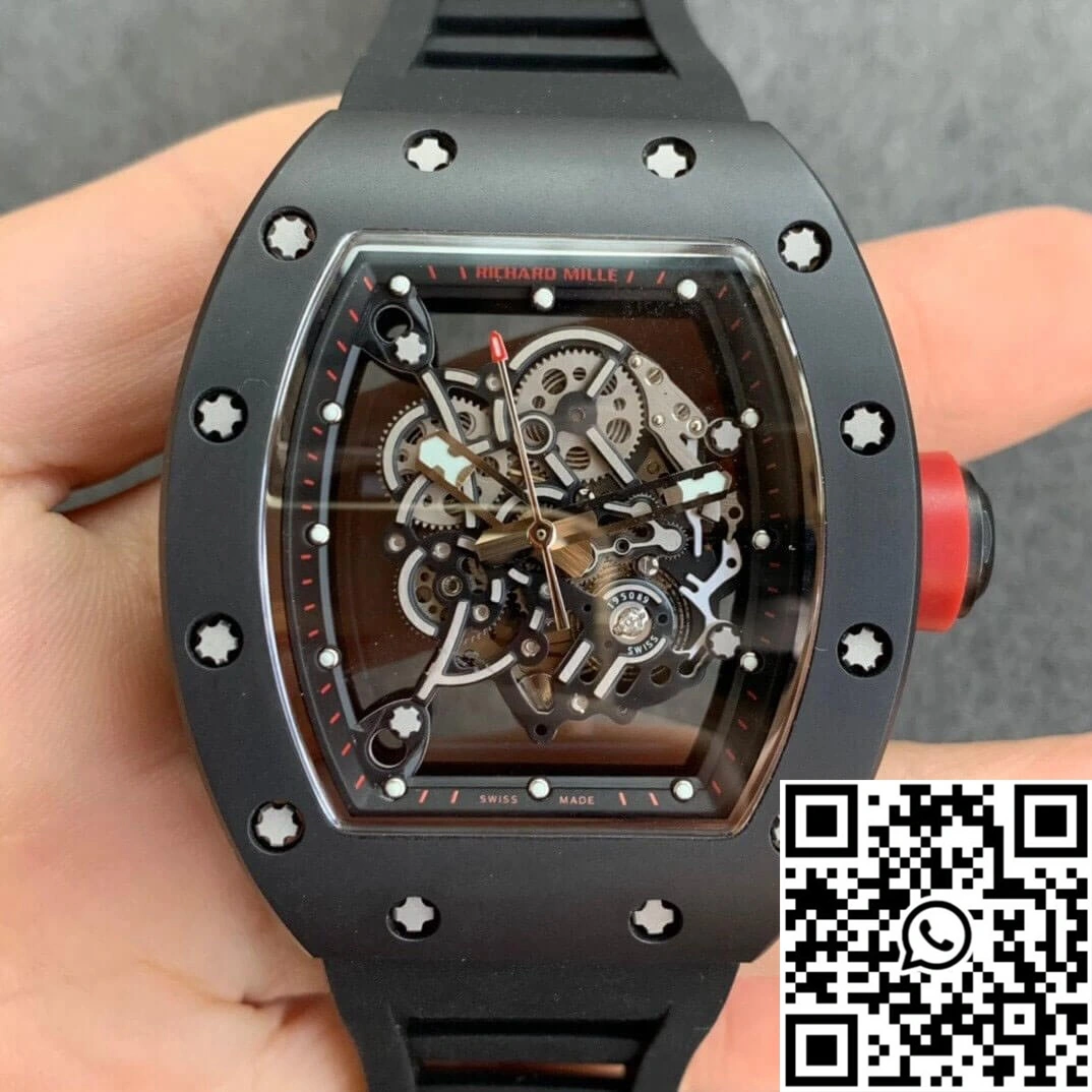 Richard Mille RM055 KV Factory V2 Ceramic Black Rubber Strap