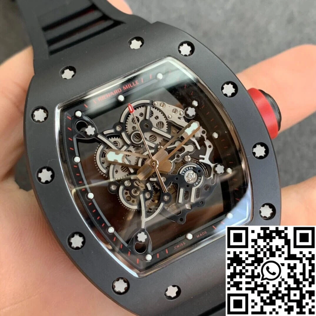 Richard Mille RM055 KV Factory V2 Ceramic Black Rubber Strap
