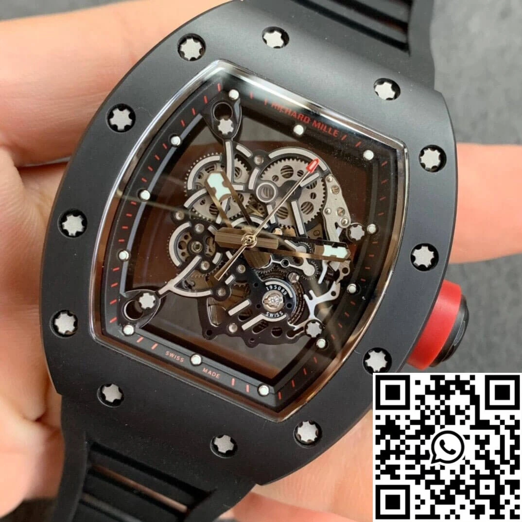 Richard Mille RM055 KV Factory V2 Ceramic Black Rubber Strap