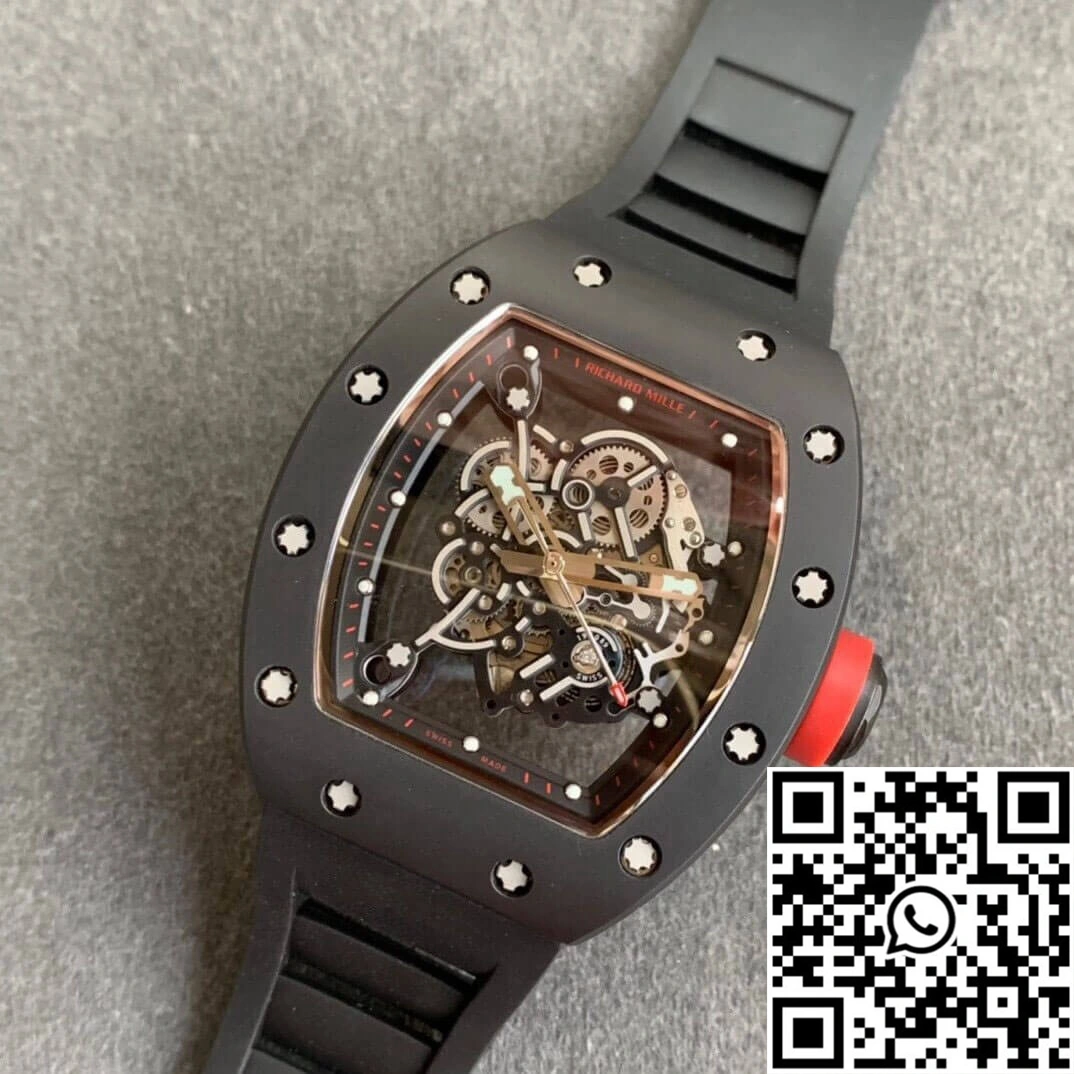 Richard Mille RM055 KV Factory V2 Ceramic Black Rubber Strap