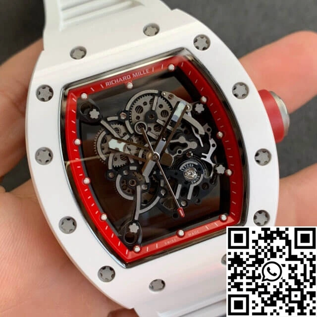 Richard Mille RM055 KV Factory V2 White Ceramic Case Rubber Strap