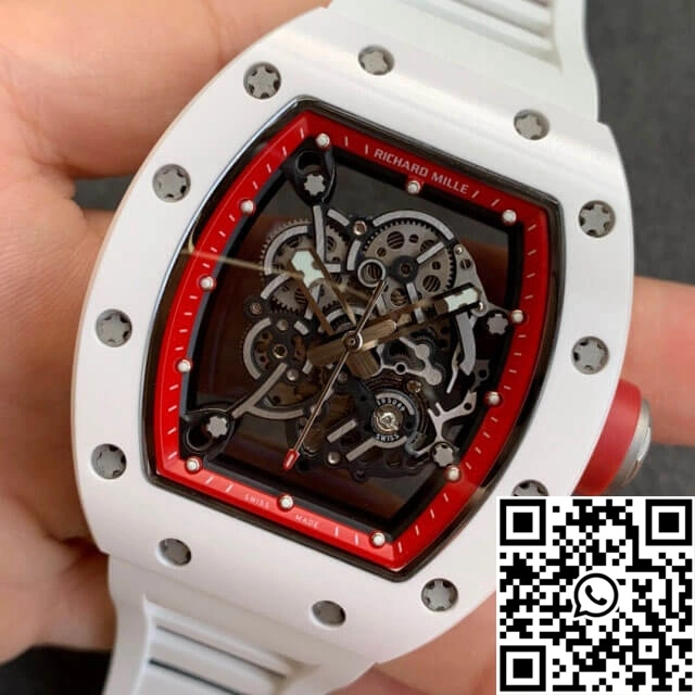 Richard Mille RM055 KV Factory V2 White Ceramic Case Rubber Strap