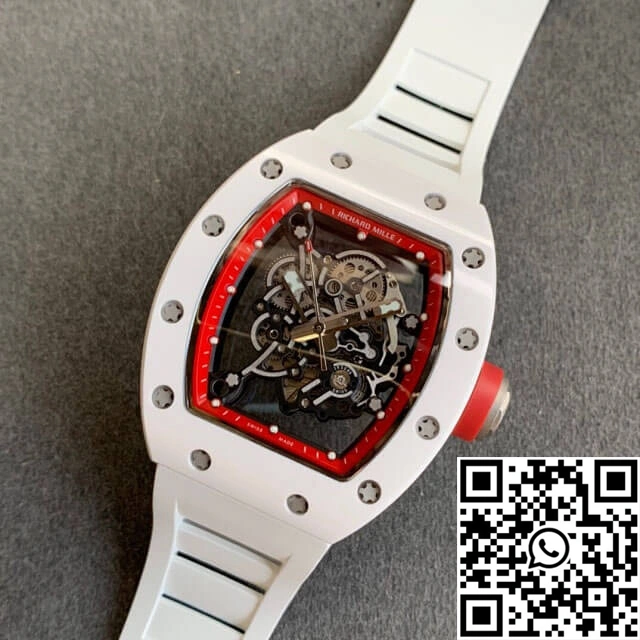Richard Mille RM055 KV Factory V2 White Ceramic Case Rubber Strap