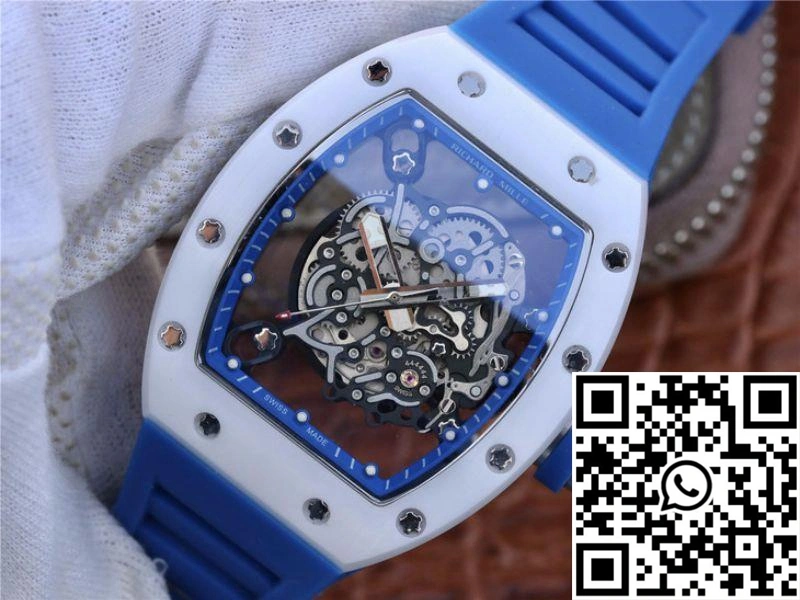 Richard Mille RM055 KV Factory White Ceramic Blue Hollow Dial