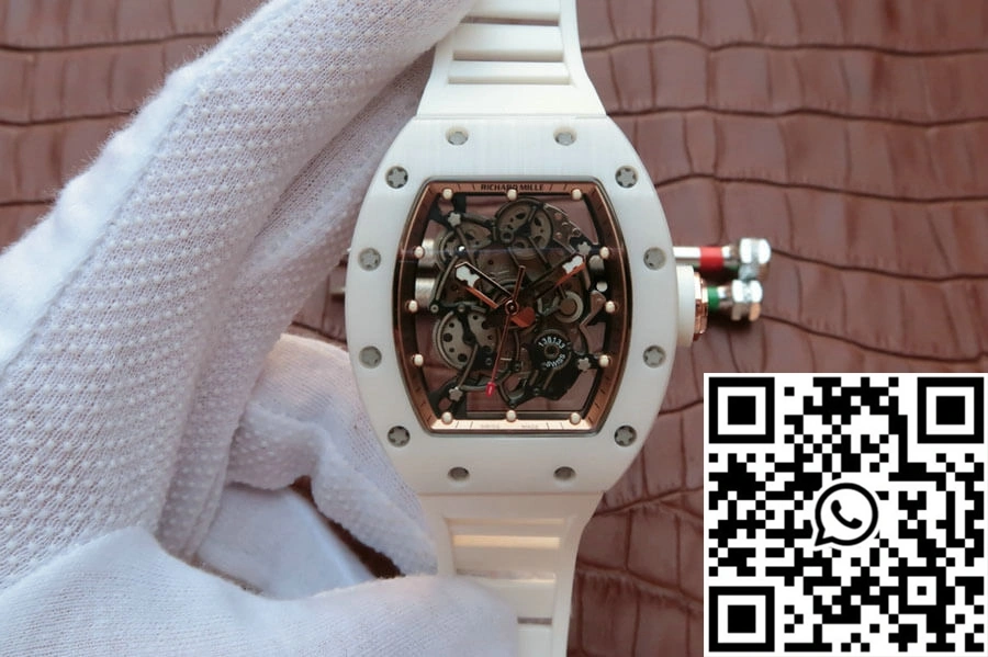 Richard Mille RM055 KV Factory White Ceramic Rubber Strap