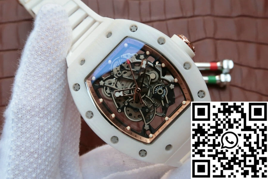 Richard Mille RM055 KV Factory White Ceramic Rubber Strap